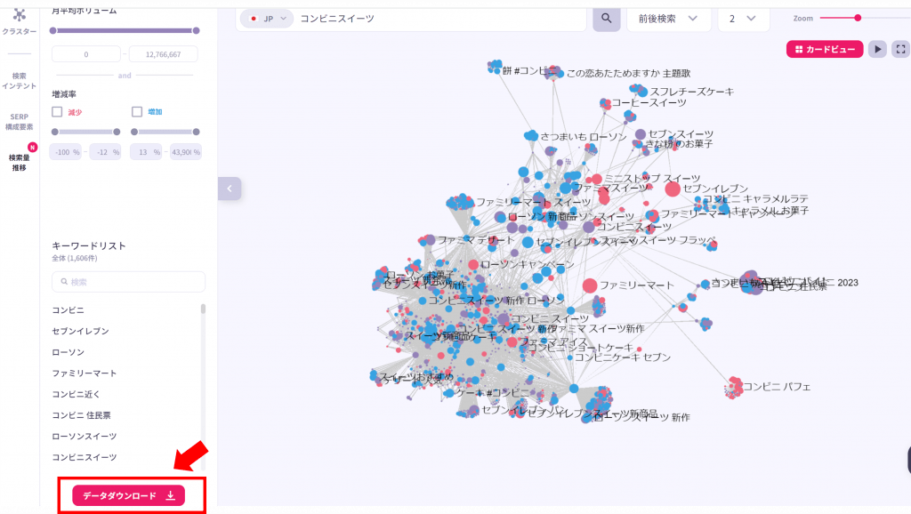 クラスターファインダーの画面