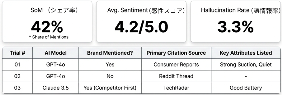 AI回答の反復テストの結果の例