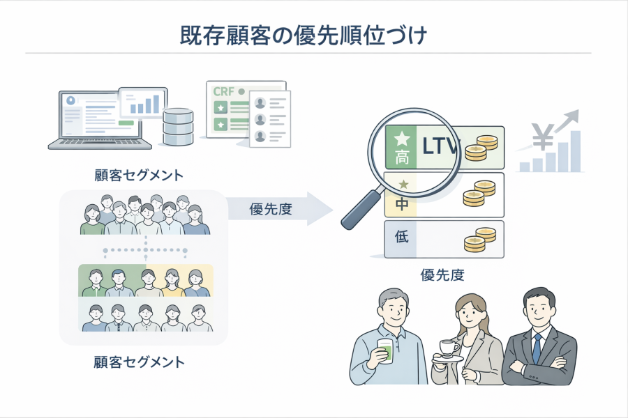 既存顧客の優先順位づけの図式化イメージ