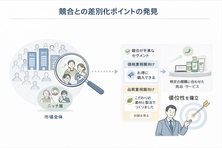 競合との差別化ポイントの発見の図式化イメージ