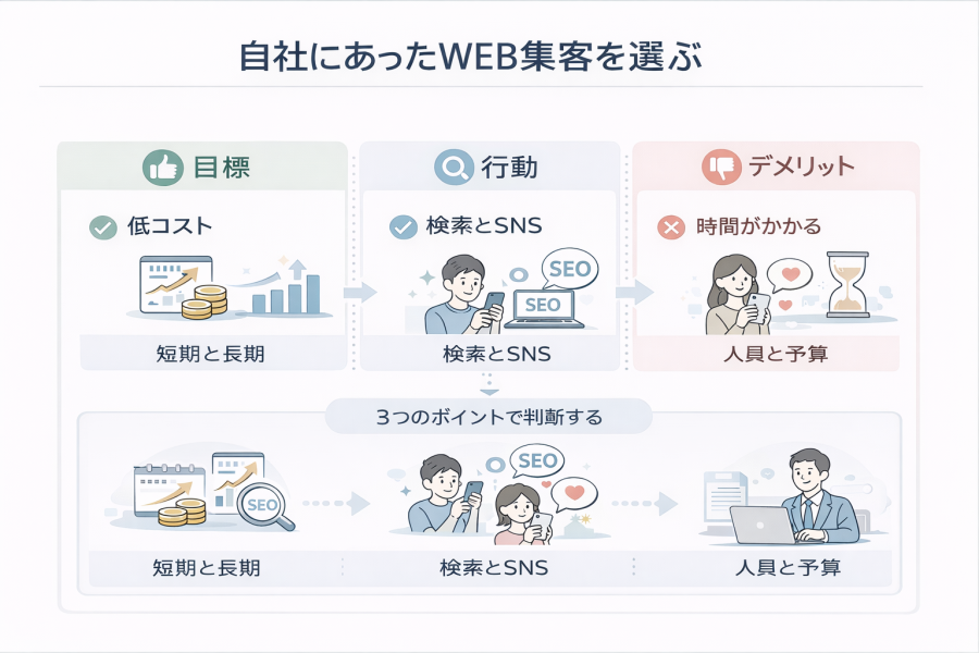 自社にあったWEB集客を選ぶの図式化イメージ