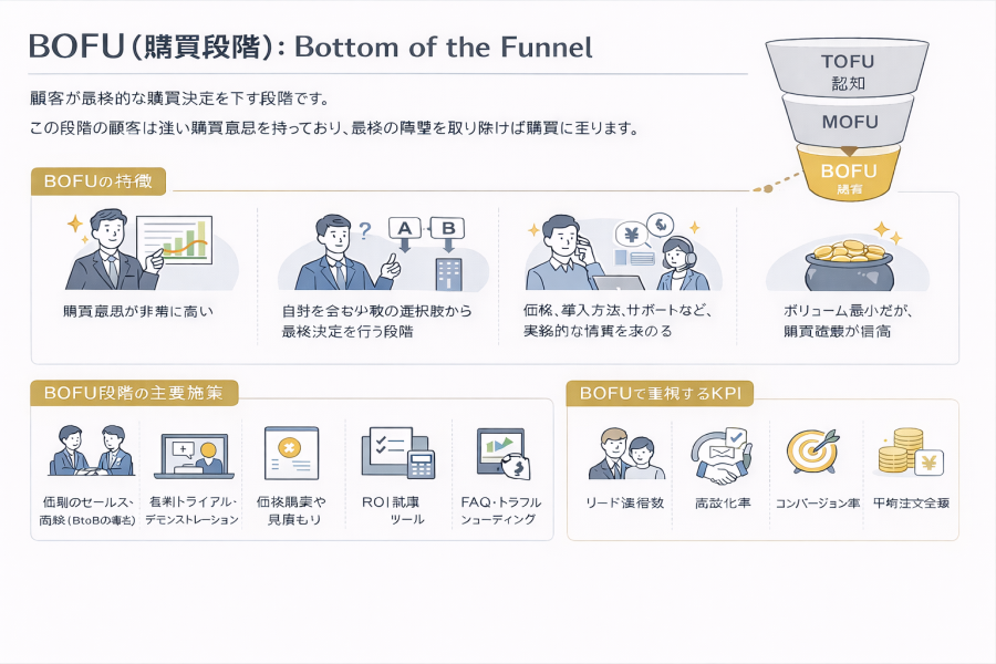 BOFU購買段階の特徴と施策、コンバージョン向上のための最終意思決定プロセス